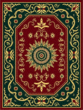 Crimson Gold Octagon Sunburst Border Rug