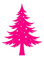 Vibrant Pink Christmas Tree with Ornaments Rug
