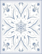 Ornate Blue Floral Medallion Square Rug