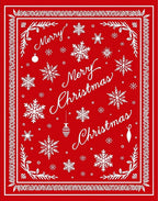 Red White Snowflakes Merry Christmas Rug