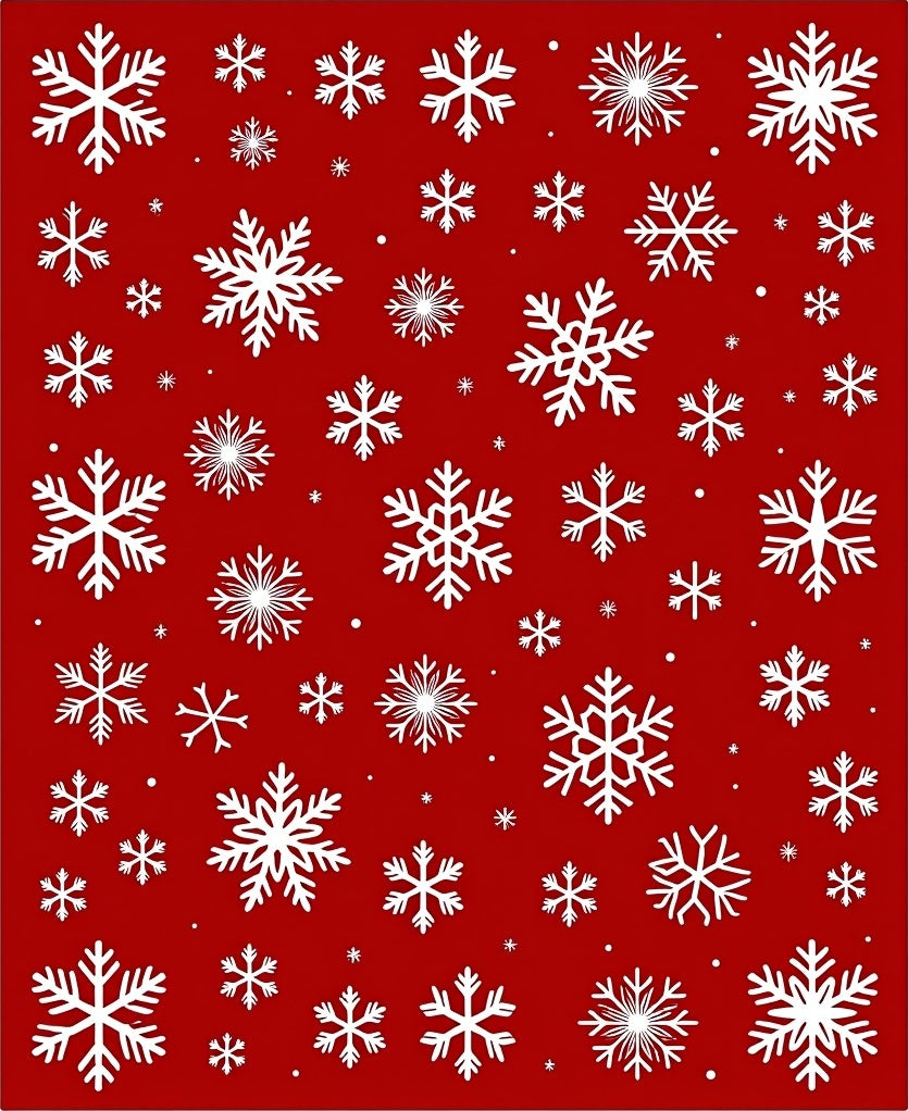 Jubilant White Snowflakes on Red Rug
