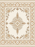 Neutral Beige Vintage Floral Medallion Rug