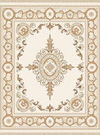 Neutral Beige Vintage Floral Medallion Rug