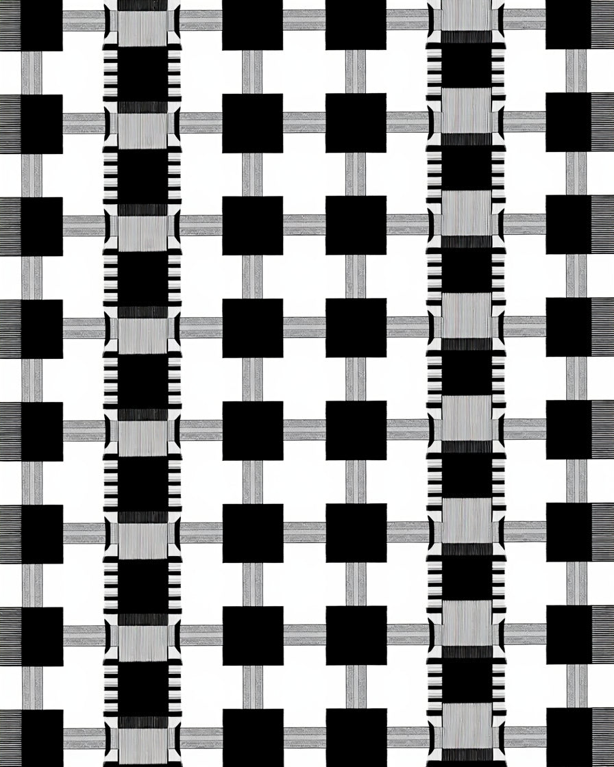 Monochromatic Black Grid Line Rug