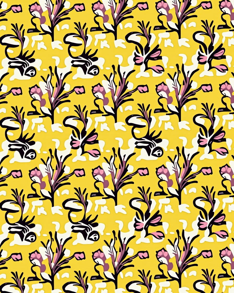 Whimsical Yellow Floral Abstract Rug