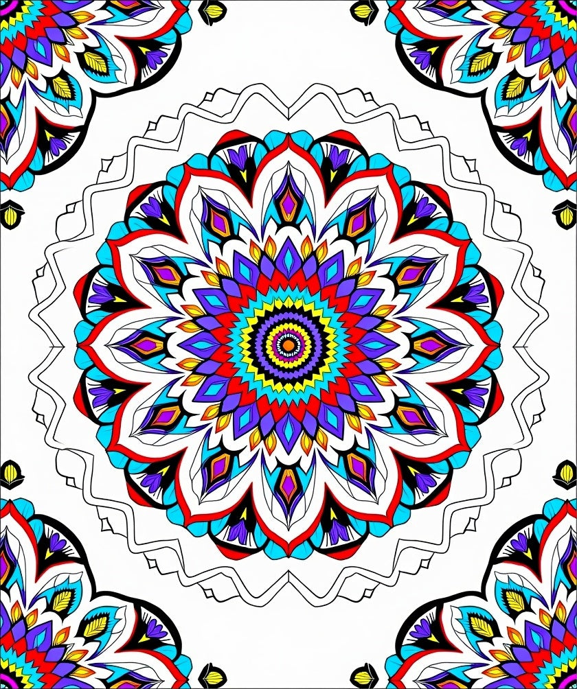 Vibrant Radial Mandala Color Burst Rug