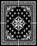 Ornate Black White Floral Square Rug