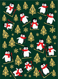 Skiing Penguins And Winter Trees Rug