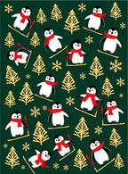 Skiing Penguins And Winter Trees Rug