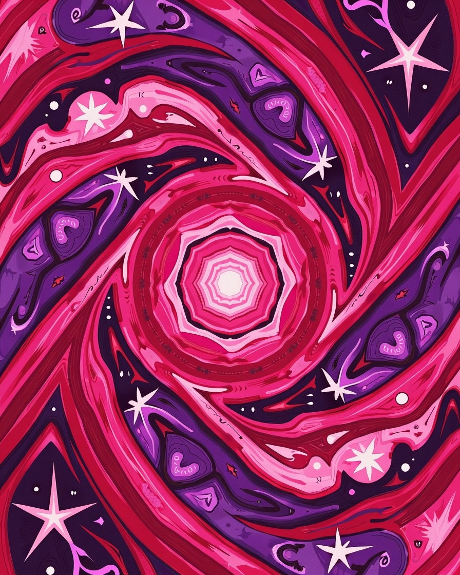 Radiant Pink Purple Starburst Swirl Rug