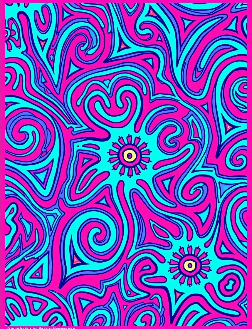 Psychedelic Pink Aqua Swirling Sunburst Rug