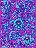 Psychedelic Pink Aqua Swirling Sunburst Rug