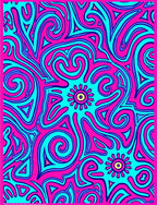 Psychedelic Pink Aqua Swirling Sunburst Rug