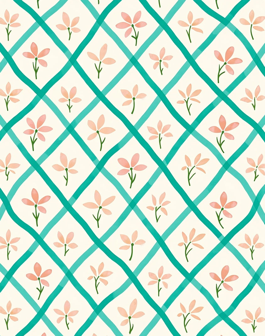 Coral Blossom Lattice Rug