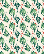 Abstract Green Red Animal Flow Rug