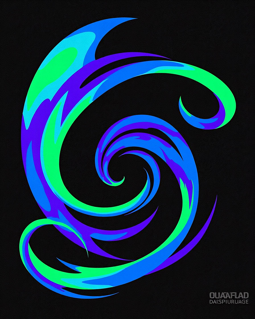 Vivid Blue Green Swirl Abstraction Rug