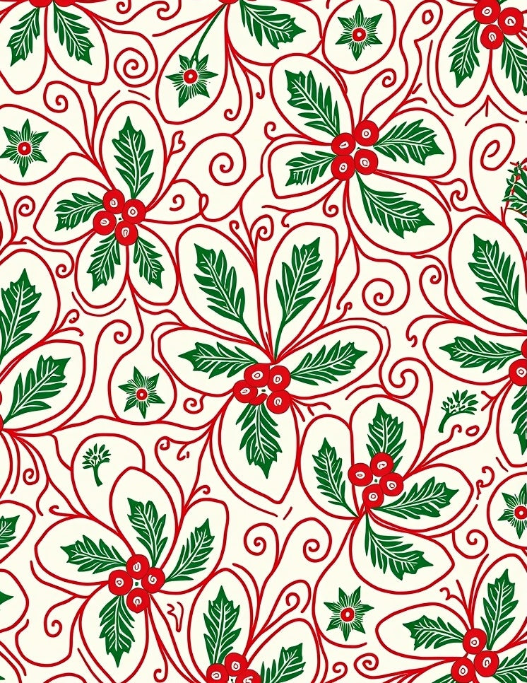 Holiday Holly Berry Swirl Rug