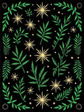 Green Botanical Starburst Black Rug