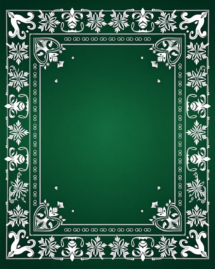 Elegant White Floral Border Emerald Rug