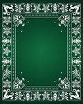 Elegant White Floral Border Emerald Rug