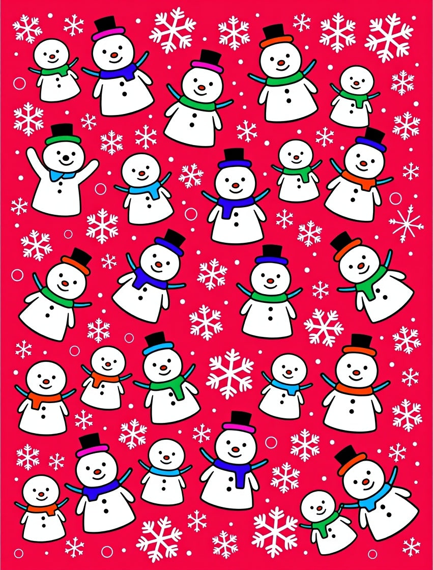Festive Snowman Friends Snowflake Rug