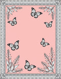 Pink Butterfly Garden Outline Border Rug