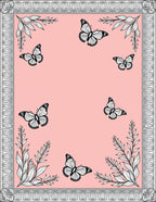 Pink Butterfly Garden Outline Border Rug