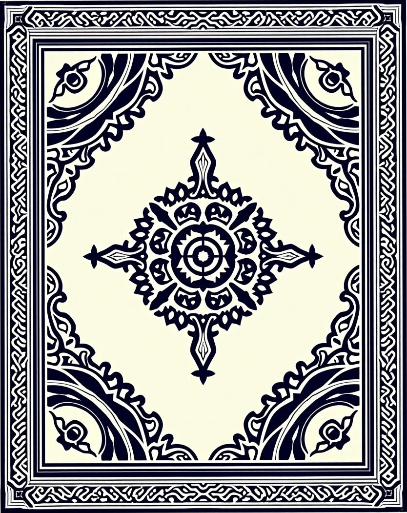 Navajo Black Ivory Medallion Border Rug