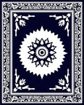 Deep Navy White Geometric Sunburst Rug