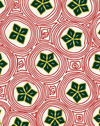 Red Circle Green Starburst Medallion Rug