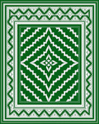 Emerald Green Geometric Diamond Medallion Rug