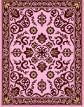 Pink and Burgundy Floral Scrollwork Rug