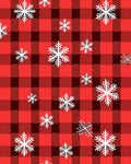 Crisp Crimson Gingham Snowflakes Rug