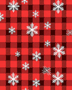 Crisp Crimson Gingham Snowflakes Rug
