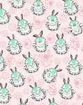 Pink Floral And Bunny Insect Motif Rug