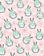 Pink Floral And Bunny Insect Motif Rug