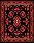 Vibrant Red Floral Medallion Centerpiece Rug