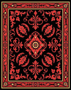 Vibrant Red Floral Medallion Centerpiece Rug