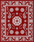 Deep Red White Floral Medallion Border Rug