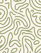 Sage Green Abstract Organic Lines Rug