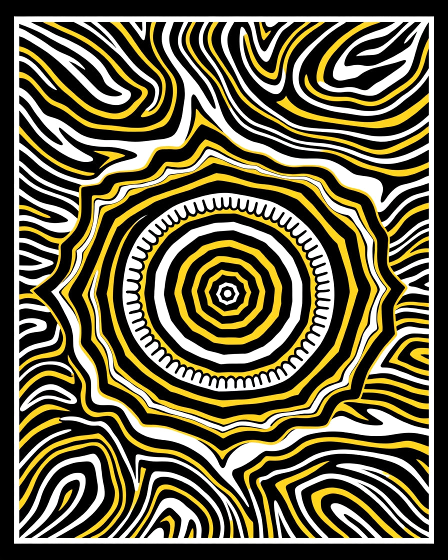 Bold Yellow Concentric Sunburst Rug