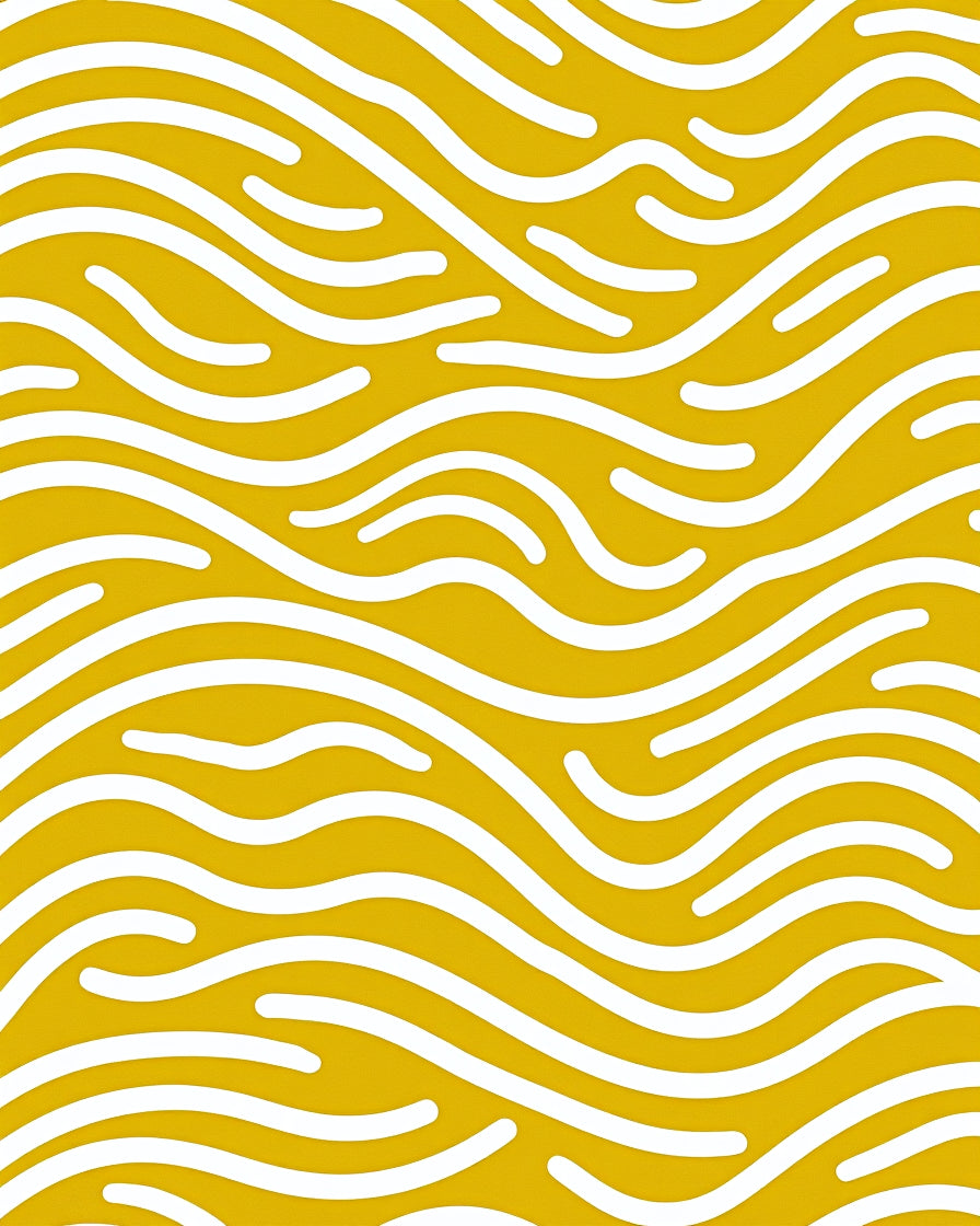 Golden White Abstract Wave Surface Rug