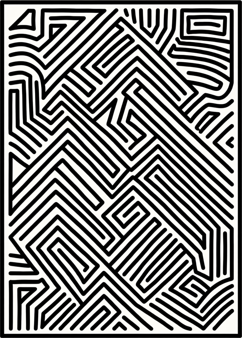 Abstract Labyrinth Lines Rug