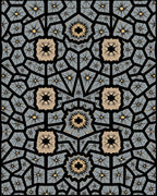 Gray and Gold Geometric Tessellation Rug