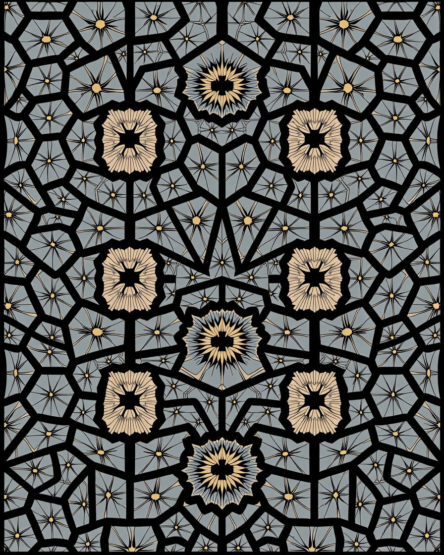 Gray and Gold Geometric Tessellation Rug