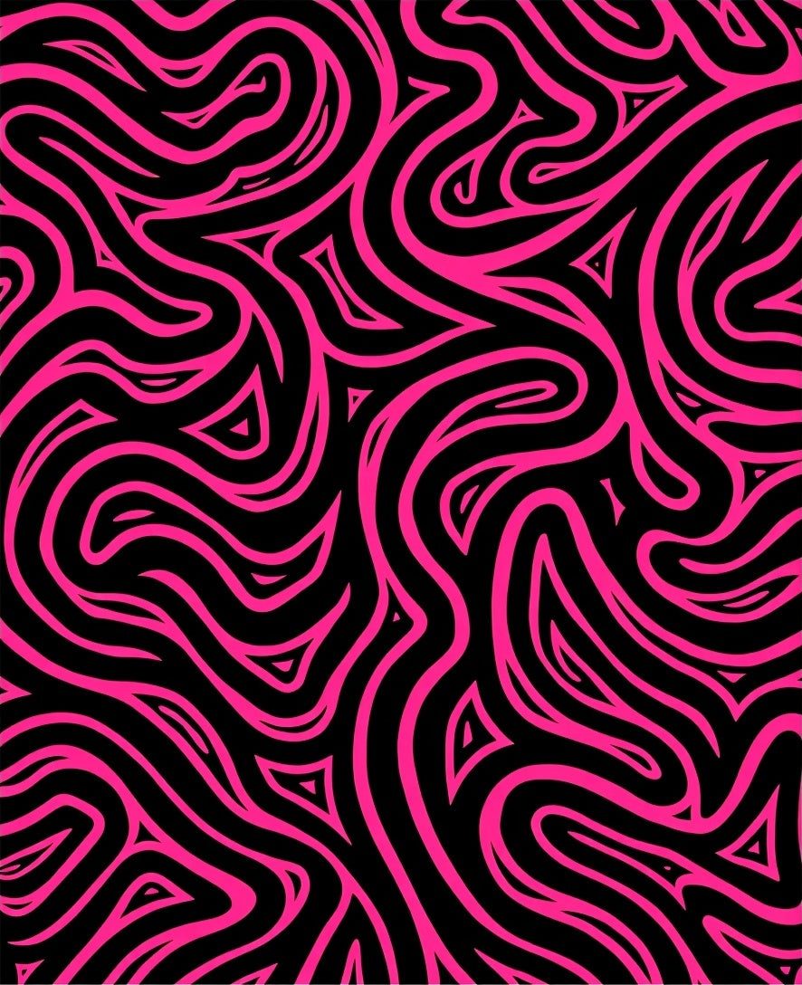 Hot Pink Swirl Black Abstract Rug