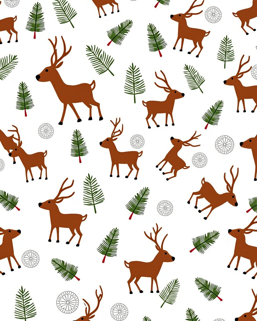 Woodland Brown Deer Pine Forest Whimsical Rug