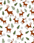 Woodland Brown Deer Pine Forest Whimsical Rug