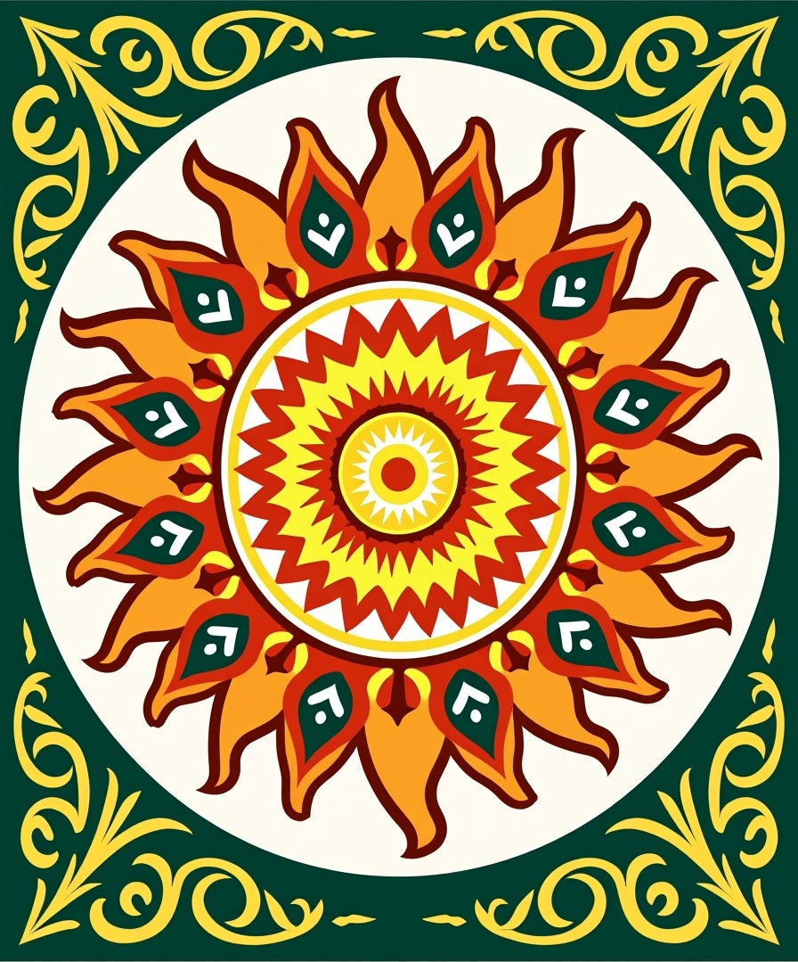 Radiant Sunburst Floral Medallion Rug
