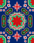 Vibrant Red Green Folk Art Medallion Rug